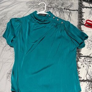 INTERMIX Teal Blouse with Button Details